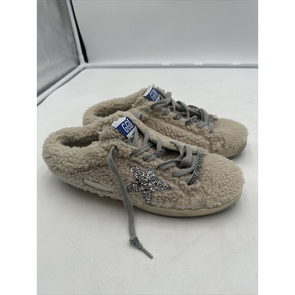 GOLDEN GOOSE Faux-Fur Sabot Sneakers 39 Cream White - Picture 1 of 12